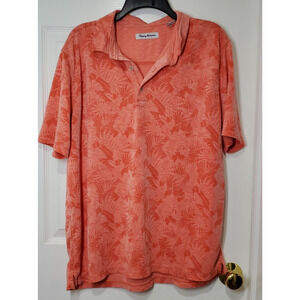 Tommy Bahama Island Zone Palm Coast Palmera Polo Shirt Xl Peach Melt